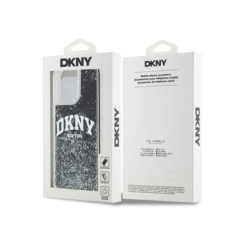 DKNY Liquid Glitter Big Logo - dėklas iPhone 14 Pro Max (juodas)