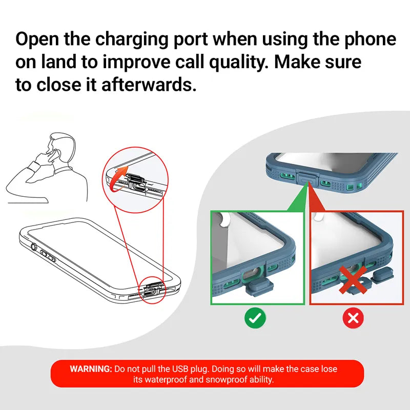 Crong Seal Cover – IP68 vandeniui atsparus dėklas, skirtas iPhone 16 Pro (jūros mėlyna)