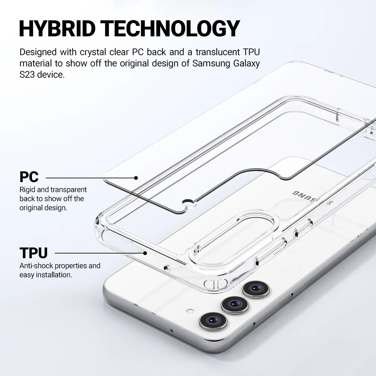 Crong Crystal Shield Cover – dėklas Samsung Galaxy S23+ (skaidrus)