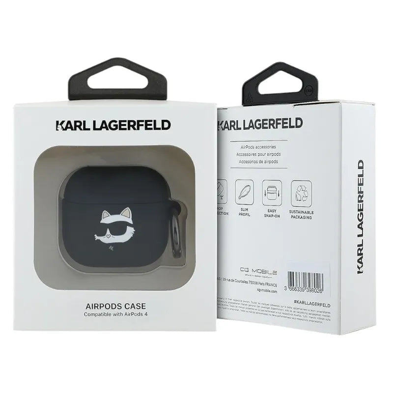 Karl Lagerfeld Silicone Choupette Head 3D – AirPods 4 dėklas (juodas)
