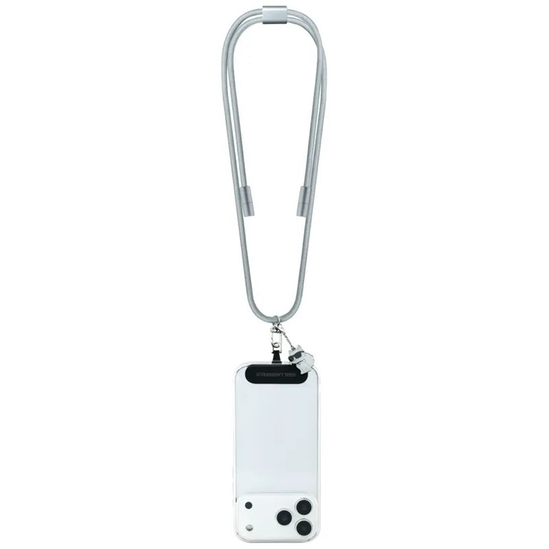 Karl Lagerfeld Crossbody Strap Choupette Charm – universalus telefono dirželis / USB-C į USB-C laidas 1,5 m (pilkas)