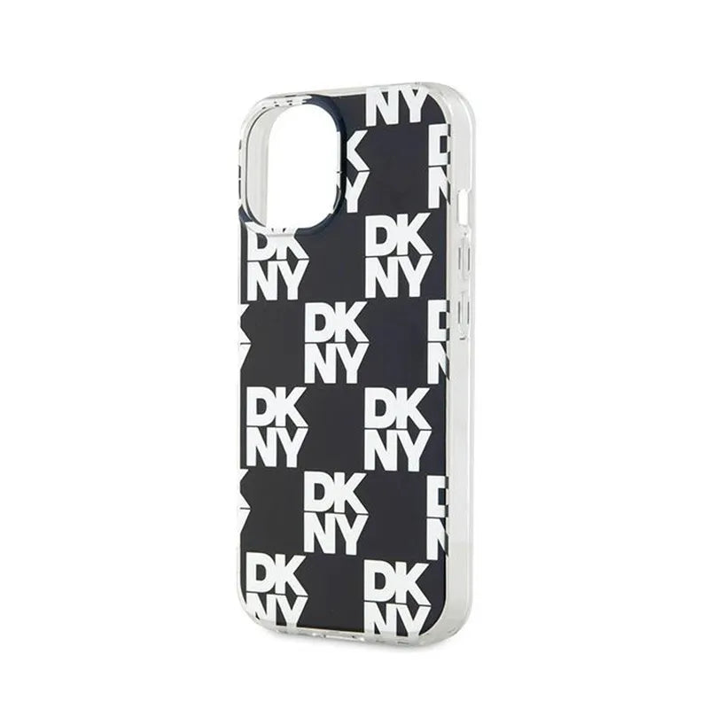 DKNY IML Checkered Mono Pattern – dėklas iPhone 15 / 14 / 13 (juodas)