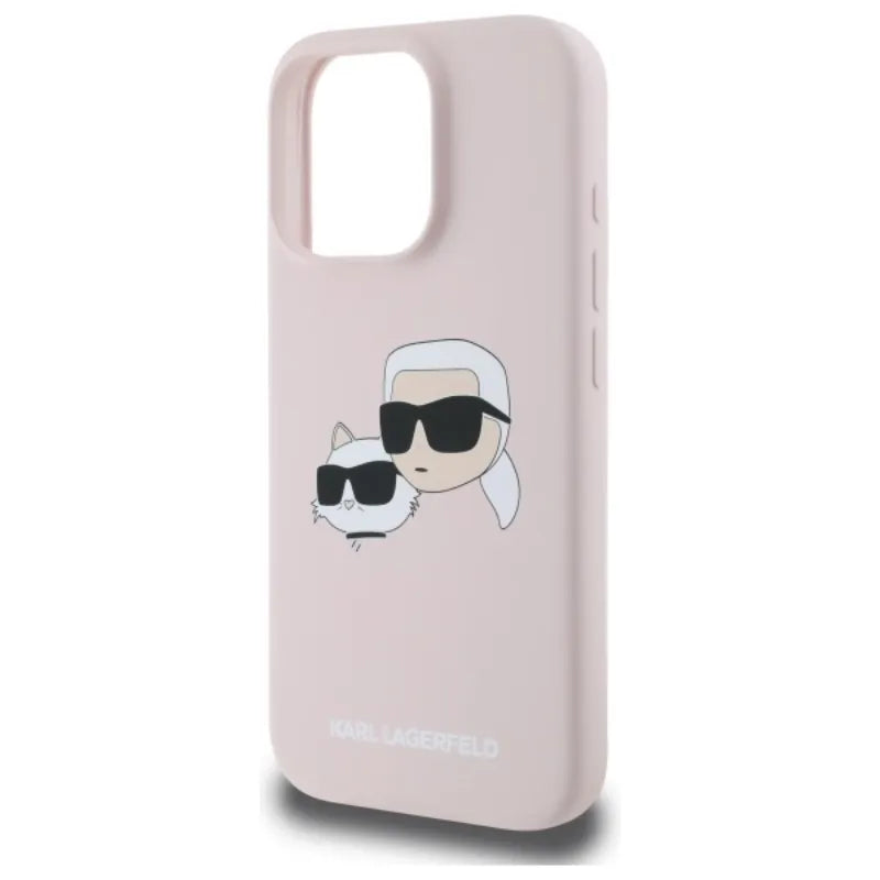Karl Lagerfeld Silicone Double Heads Print MagSafe - dėklas iPhone 16 Pro Max (rožinis)