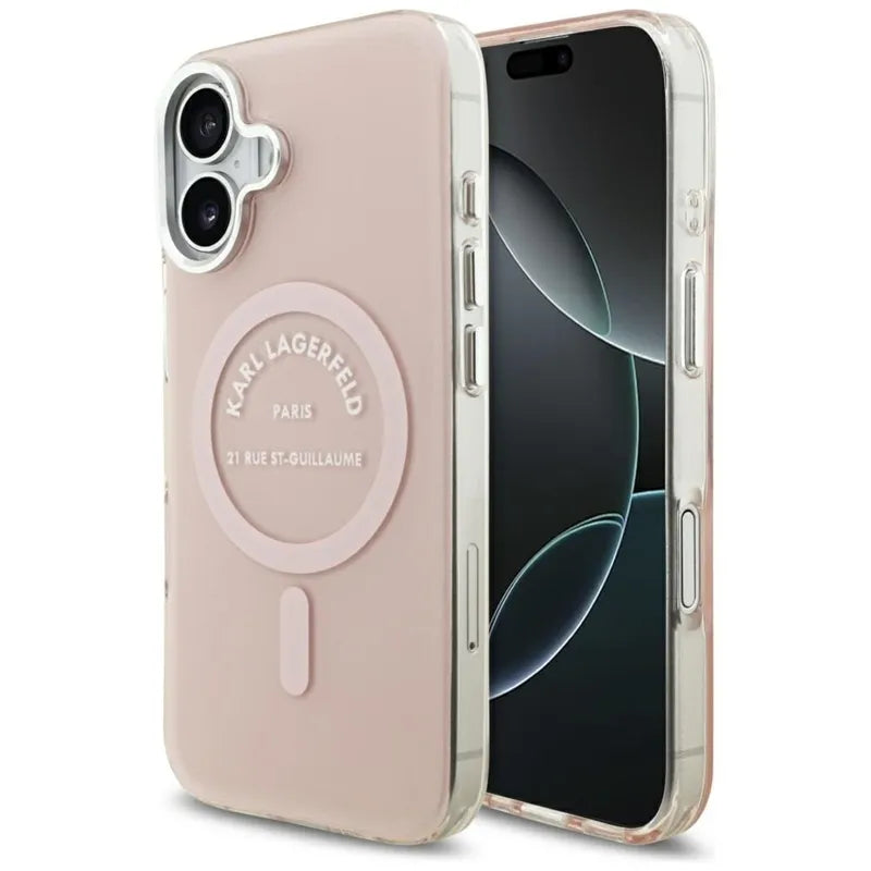 Karl Lagerfeld IML Karl RSG Logo MagSafe – dėklas iPhone 17 (rožinis)