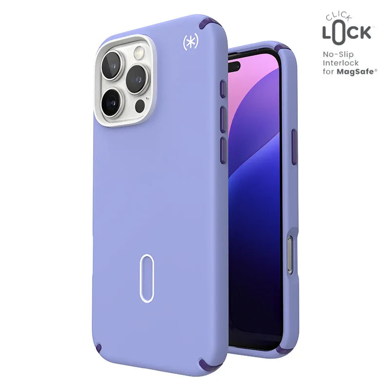 Speck Presidio2 Pro ClickLock & MagSafe – iPhone 16 Pro Max dėklas (Future Lavender / Cassis Purple / White)
