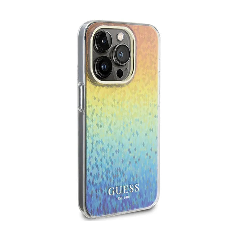 Guess IML Faceted Mirror Disco Iridescent - dėklas iPhone 14 Pro Max (vaivorykštinis)