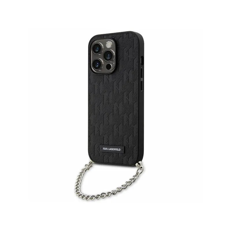 Karl Lagerfeld Saffiano Monogram Chain - Dėklas iPhone 14 Pro (Juodas)