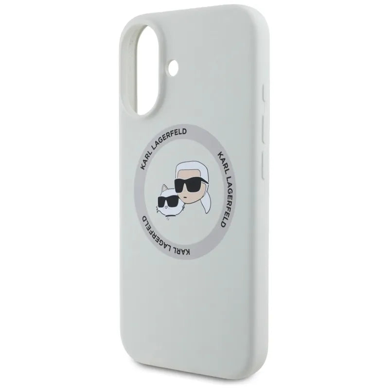 Karl Lagerfeld Silicone Double Heads And Circle MagSafe – Dėklas iPhone 16 (smėlio spalvos)