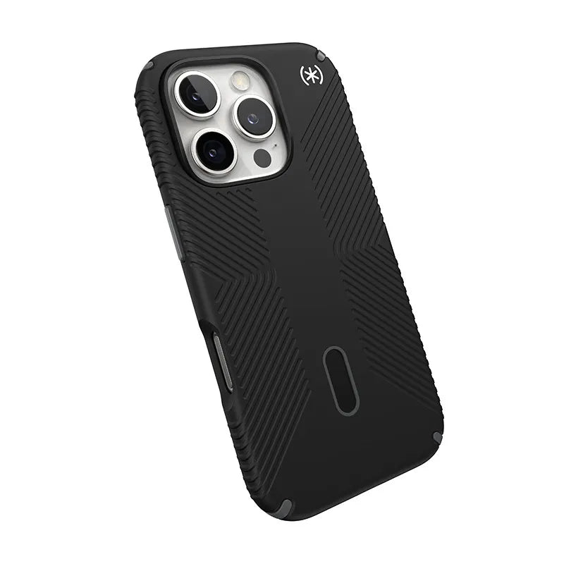 Speck Presidio2 Grip ClickLock & MagSafe – iPhone 16 Pro dėklas (juodas / skalūno pilka / baltas)