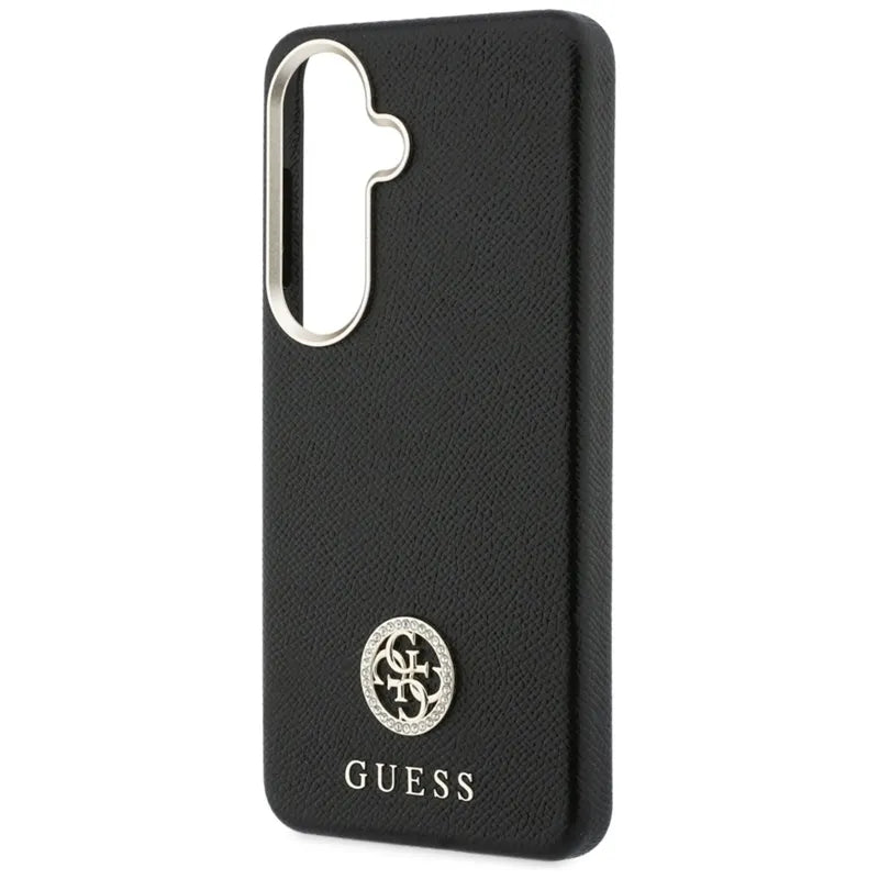 Guess Rhinestone Round Logo MagSafe – dėklas Samsung Galaxy S26 (juodas)
