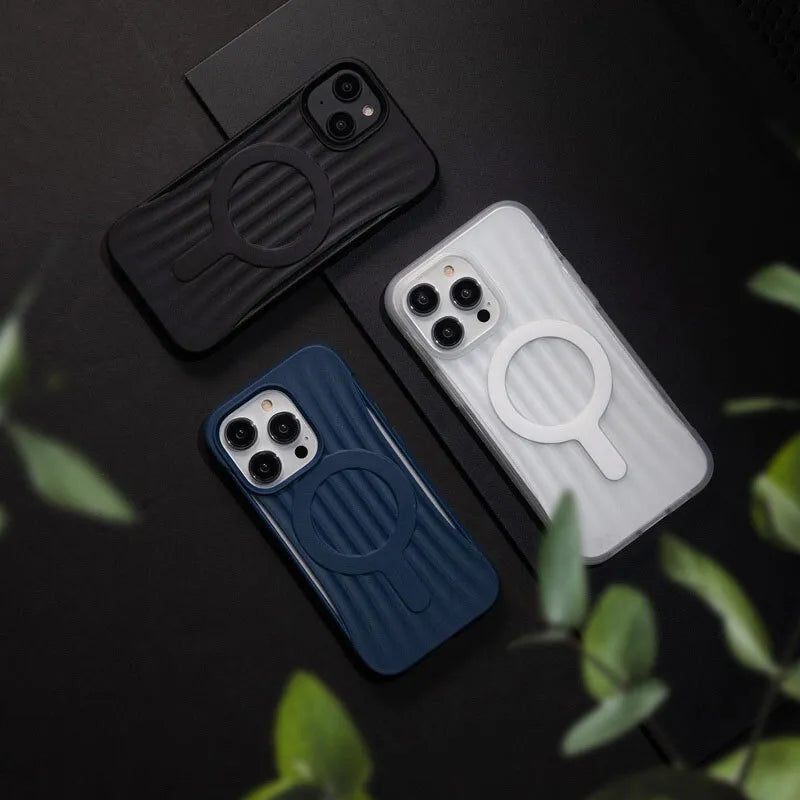 X-Doria Raptic Clutch MagSafe – biologiškai skaidus dėklas, skirtas iPhone 14 Pro Max (išbandyta atsparumas kritimui iš 3 m) (Marine Blue)