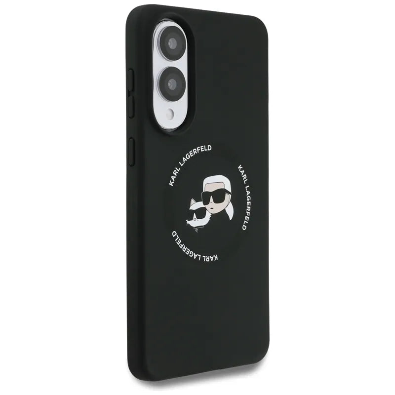 Karl Lagerfeld Silicone Double Heads And Circle MagSafe – dėklas Samsung Galaxy S25 Edge (juodas)
