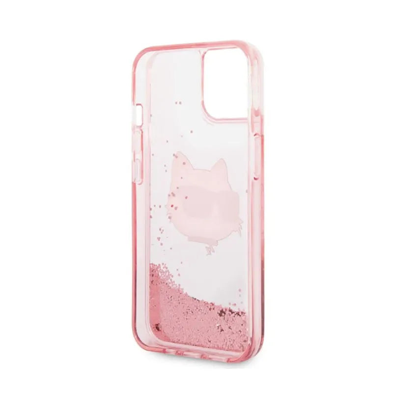 Karl Lagerfeld Liquid Glitter NFT Choupette Head – dėklas iPhone 14 Plus (rožinis)