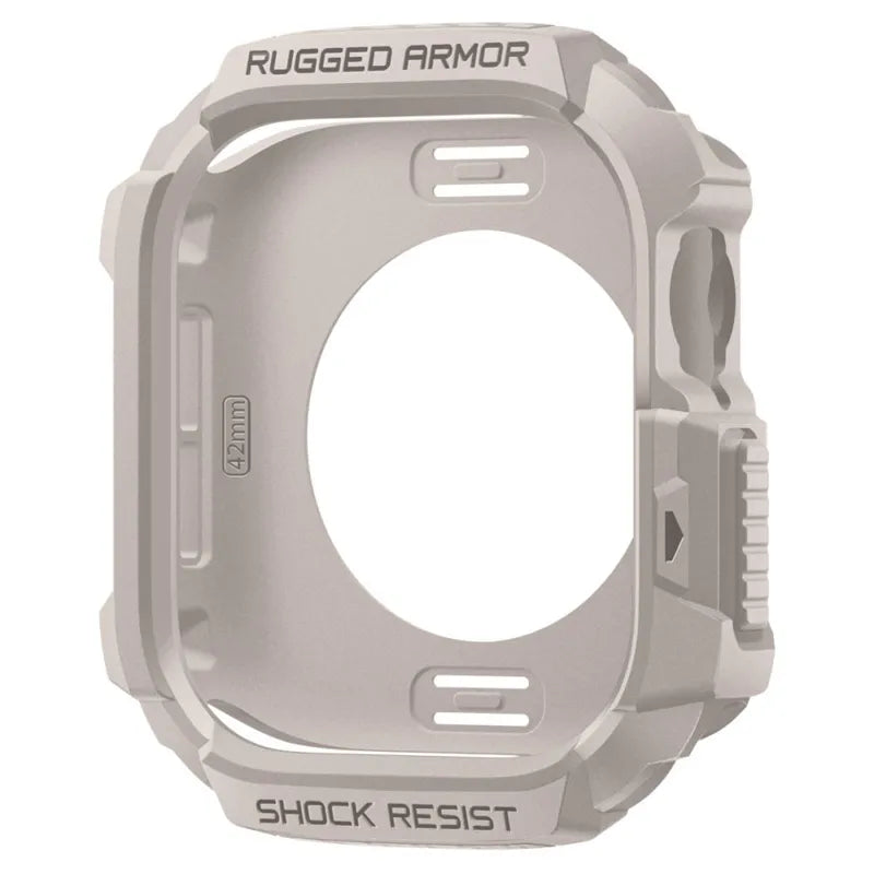 Spigen Rugged Armor V2 – dėklas, skirtas Apple Watch 10/11 42 mm (Dune Beige)