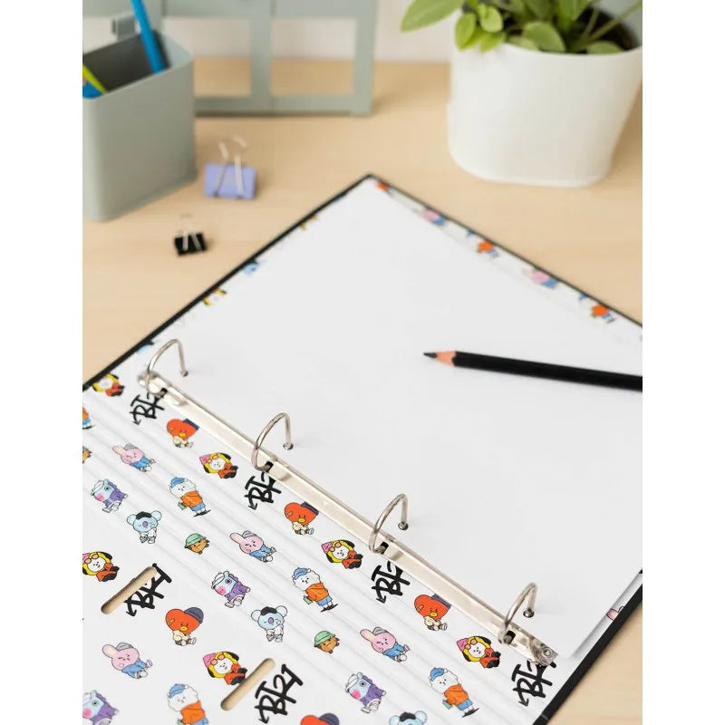 BT21 - „Street Mood“ kolekcijos A4 segtuvas su lapais (4 žiedai, elastinė juosta)