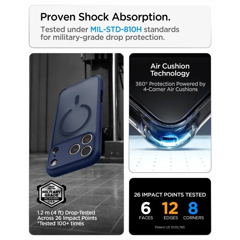 Spigen Ultra Hybrid Mag MagSafe – dėklas, skirtas iPhone 18 Pro Max / 17 Pro Max (Frost Deep Blue)