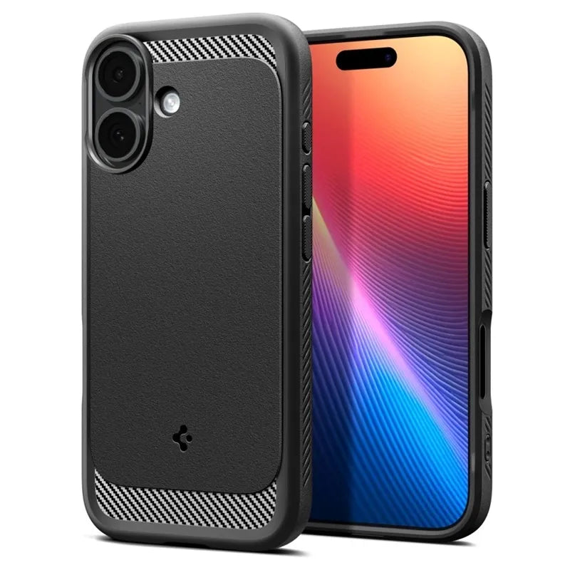 Spigen Rugged Armor Mag MagSafe – dėklas iPhone 17 (matinis juodas)
