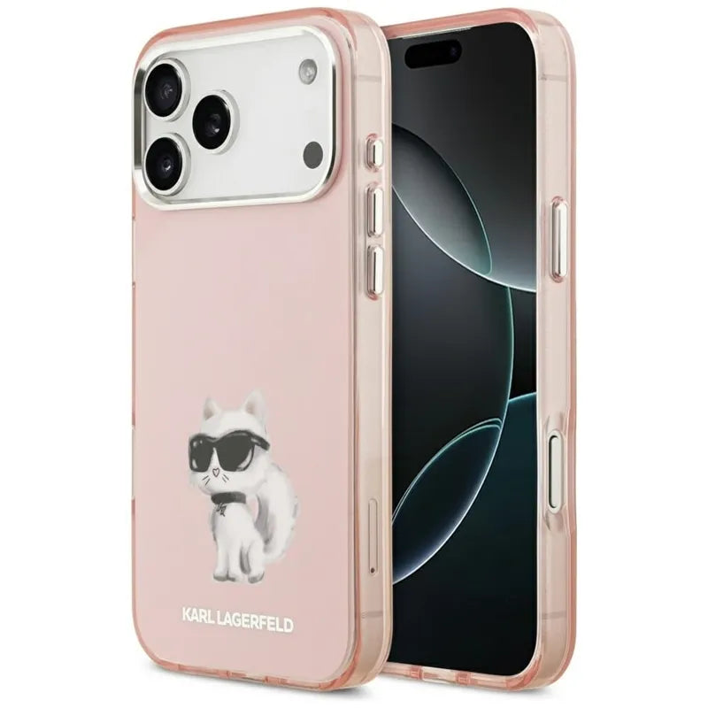 Karl Lagerfeld IML Aquarelle Choupette & Logo MagSafe - Dėklas iPhone 17 Pro Max (rožinis)