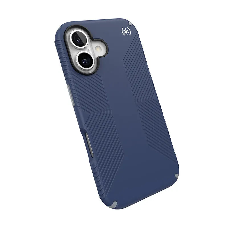 Speck Presidio2 Grip – dėklas iPhone 16 (Coastal Blue / Dust Gray / White)