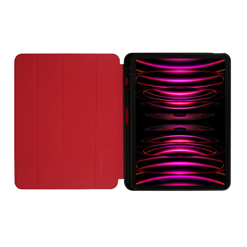 Crong FlexFolio – iPad Air 11” (2026-2024) / iPad Air 10.9” (5-4 kartos) / iPad Pro 11" (2022-2021) dėklas su Apple Pencil laikikliu (raudonas)