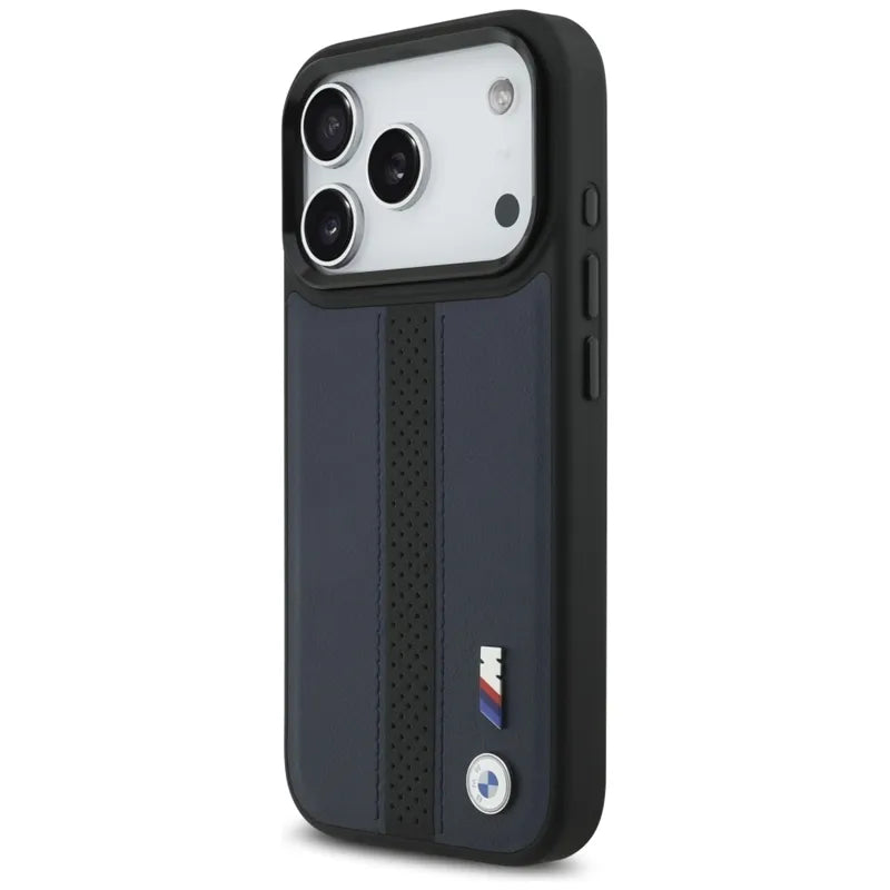 BMW M Perforated Stripe Logo MagSafe - dėklas, skirtas iPhone 17 Pro (tamsiai mėlynas)