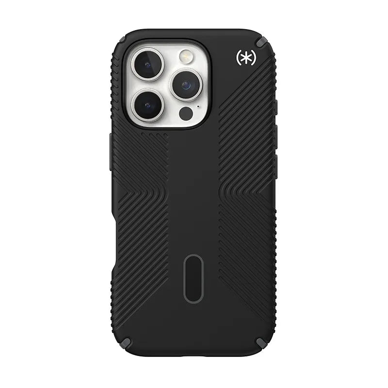 Speck Presidio2 Grip ClickLock & MagSafe – iPhone 16 Pro dėklas (juodas / skalūno pilka / baltas)