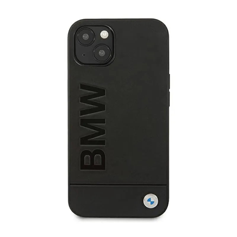 BMW Leather Hot Stamp – dėklas iPhone 14 Plus (juodas)