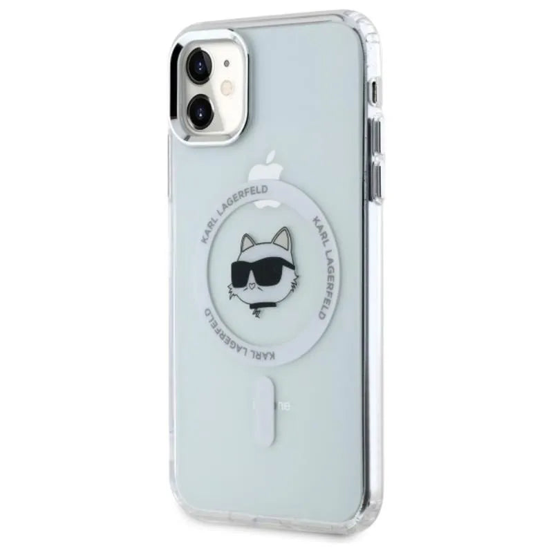 Karl Lagerfeld IML Metal Choupette Head MagSafe – Dėklas iPhone 11 (Baltas)
