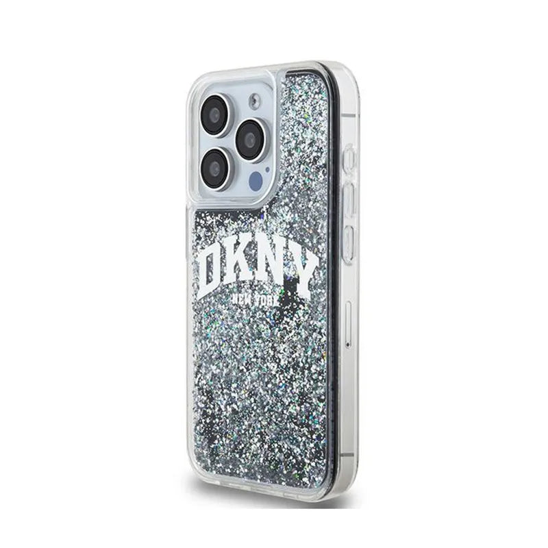 DKNY Liquid Glitter Big Logo – dėklas iPhone 15 Pro (juodas)