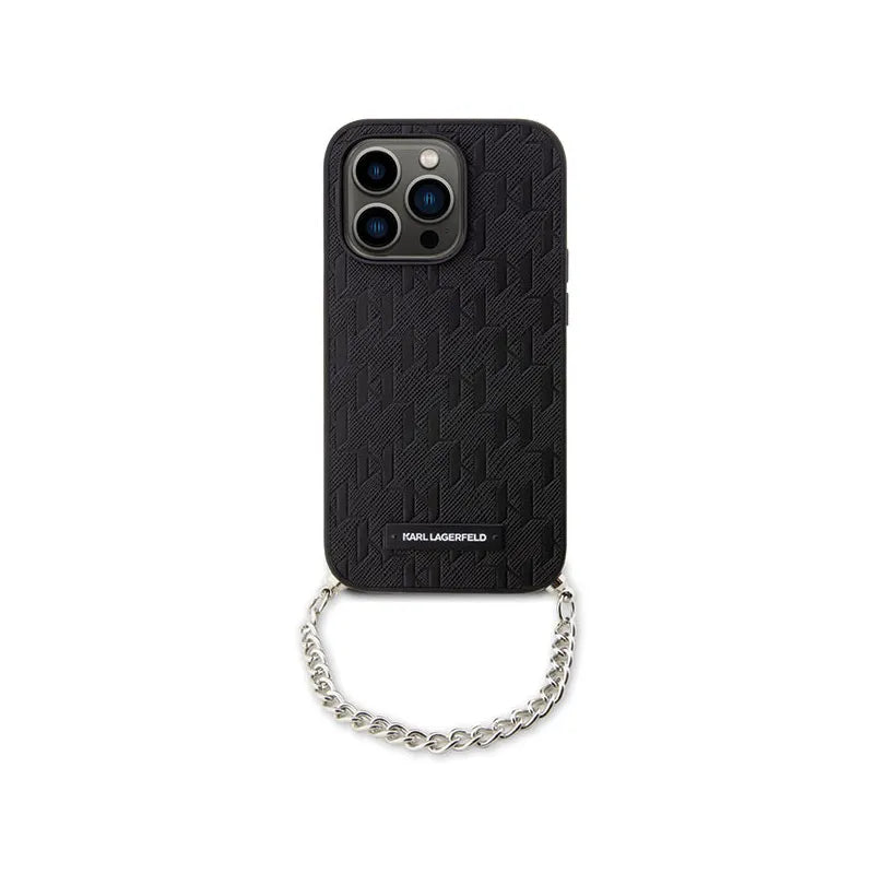 Karl Lagerfeld Saffiano Monogram Chain - Dėklas iPhone 14 Pro (Juodas)