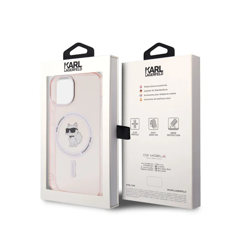 Karl Lagerfeld IML Choupette MagSafe – dėklas iPhone 15 (rožinis)
