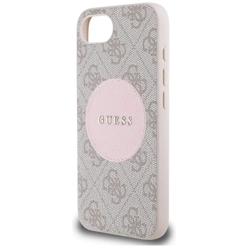 Guess 4G Circle Classic Logo MagSafe – dėklas iPhone 16e (rožinis)