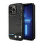 BMW Leather Carbon Blue Line – dėklas iPhone 13 Pro Max (juodas)