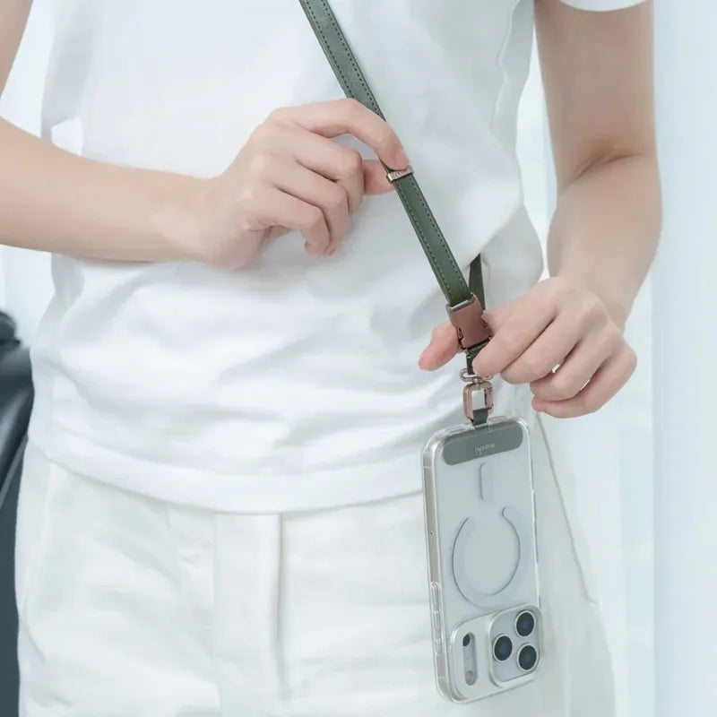 Moshi 2-in-1 riešo ir kūno dirželis su adapteriu – eko odos telefono dirželis (Misty Coral)