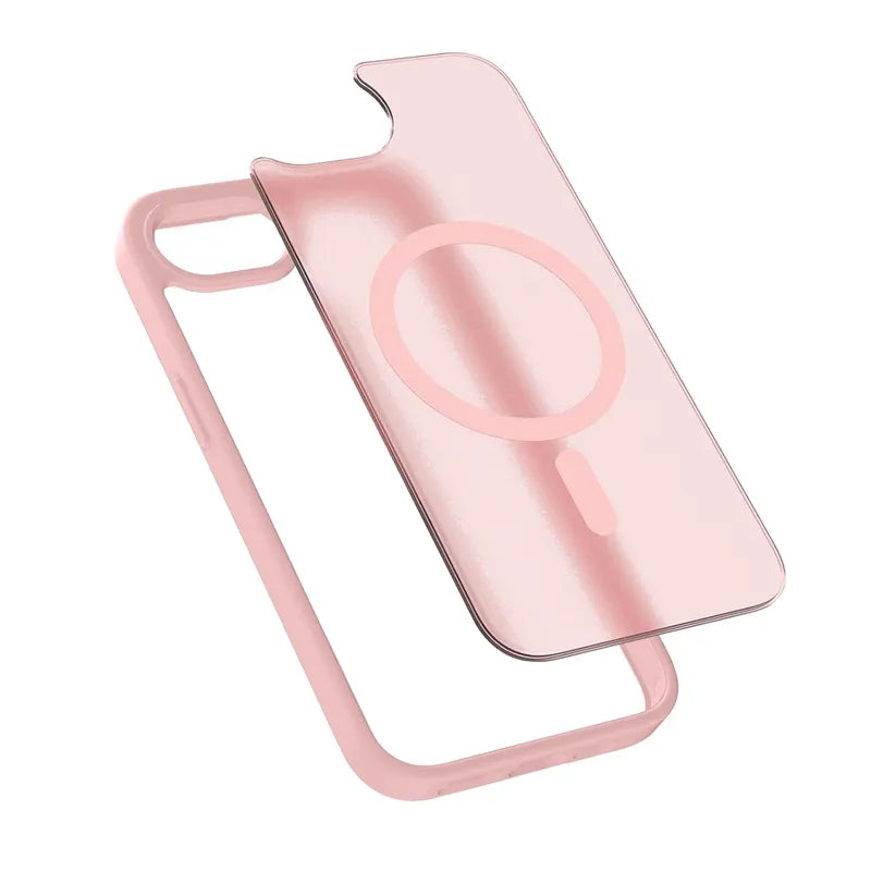 Crong Hybrid Matte Magnetic – MagSafe dėklas iPhone 17e / 16e (rožinis)