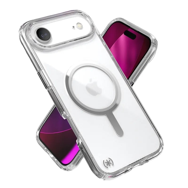 Speck Presidio Perfect Clear MagSafe – iPhone Air dėklas (skaidrus / sidabrinis)