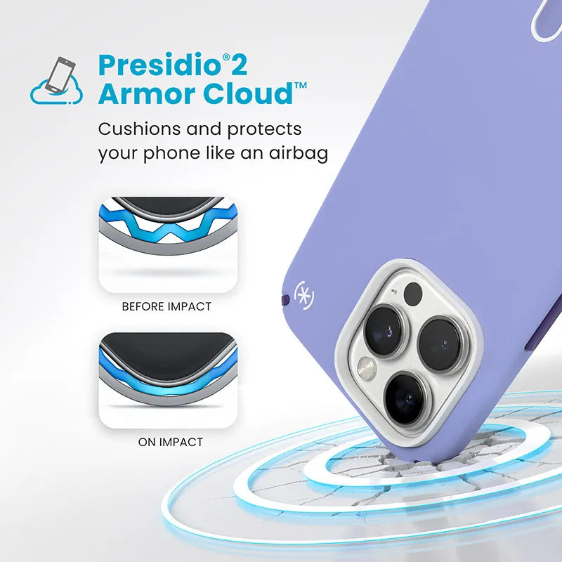 Speck Presidio2 Pro ClickLock & MagSafe – iPhone 16 Pro Max dėklas (Future Lavender / Cassis Purple / White)