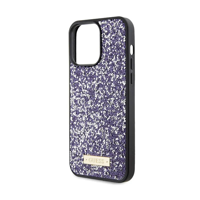 Guess Rhinestone Metal Logo - dėklas iPhone 15 Pro (rožinis)
