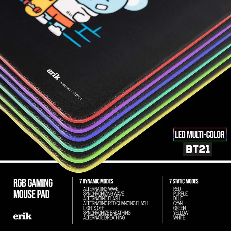 BT21 - XXL žaidimų / stalo kilimėlis su LED apšvietimu (90 x 40 cm)