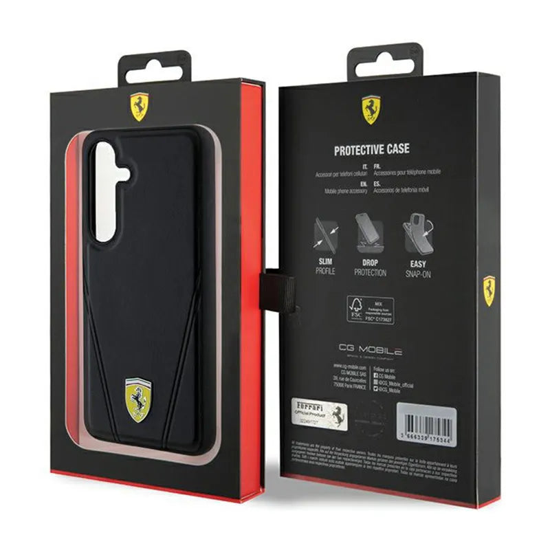 Ferrari Hot Stamp V Lines MagSafe – Samsung Galaxy S24+ dėklas (juodas)