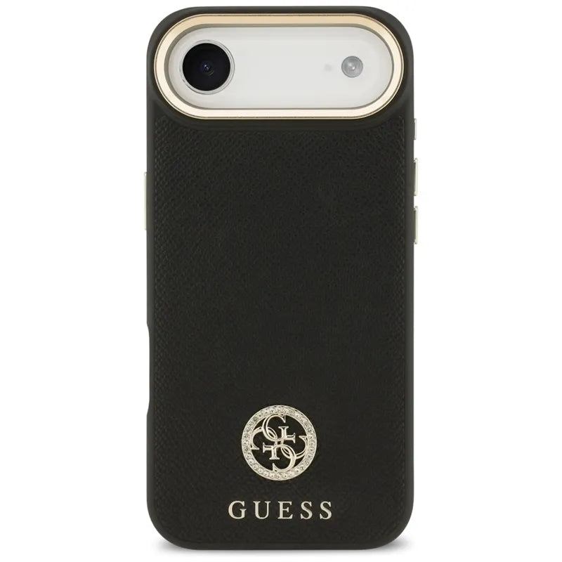 Guess Grained Strass Logo MagSafe - Dėklas iPhone Air (juodas)