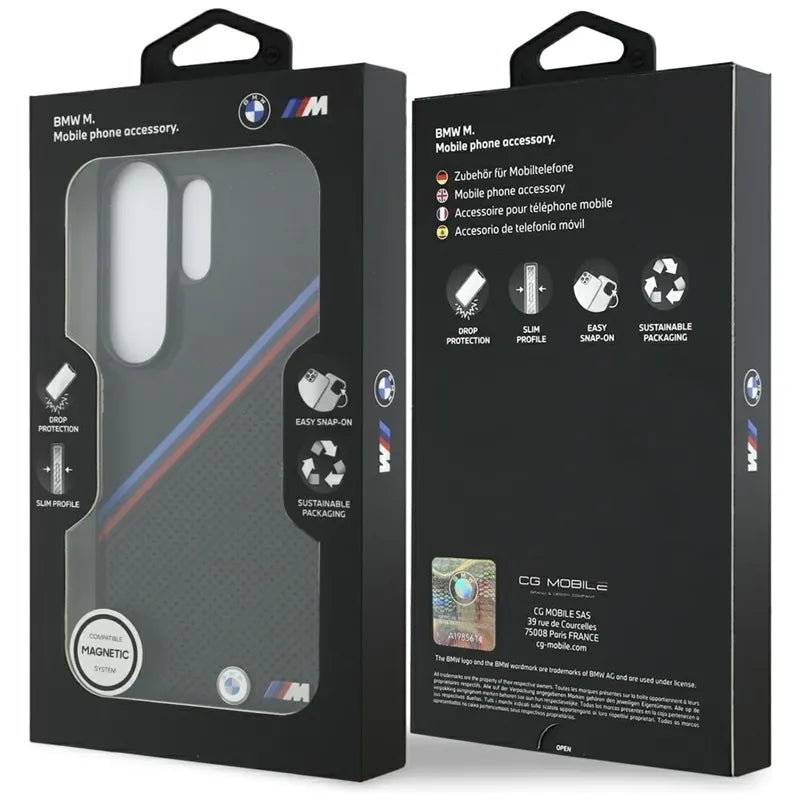 BMW Tricolor Metal Logo MagSafe – Samsung Galaxy S26 Ultra dėklas (juodas)