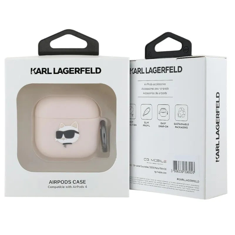 Karl Lagerfeld Silicone Choupette Head 3D – AirPods 4 dėklas (rožinis)
