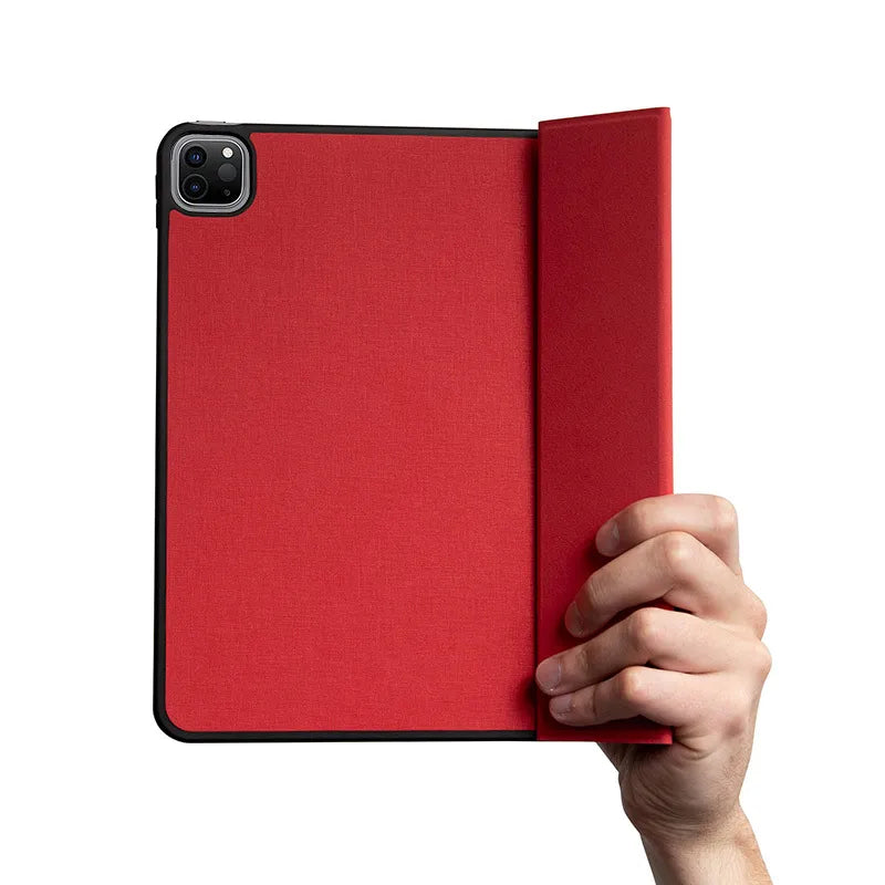 Crong FlexFolio – iPad Air 11” (2026-2024) / iPad Air 10.9” (5-4 kartos) / iPad Pro 11" (2022-2021) dėklas su Apple Pencil laikikliu (raudonas)