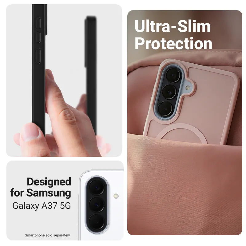 Crong Hybrid Matte Magnetic – MagSafe dėklas Samsung Galaxy A37 / A36 (rožinis)
