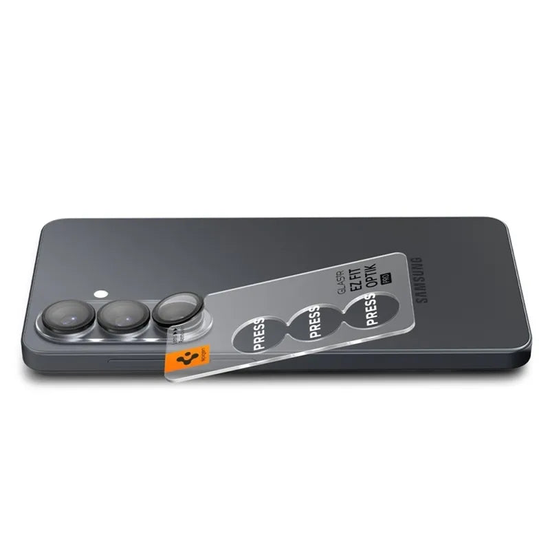 Spigen Optik Pro HD GLAS.tR EZ Fit kameros apsauga 2 vnt. pakuotė - stiklinė lęšių apsauga skirta Samsung Galaxy S26+ (2 vnt.) (Juoda)