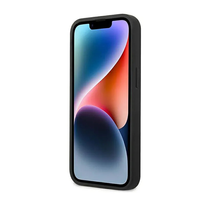 BMW Leather Hot Stamp – dėklas iPhone 14 Plus (juodas)
