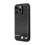 BMW Leather Carbon Blue Line – dėklas iPhone 13 Pro Max (juodas)