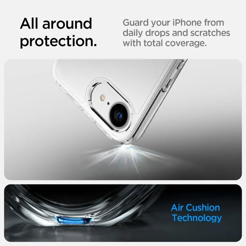 Spigen Ultra Hybrid – dėklas iPhone 17e / 16e (skaidrus)