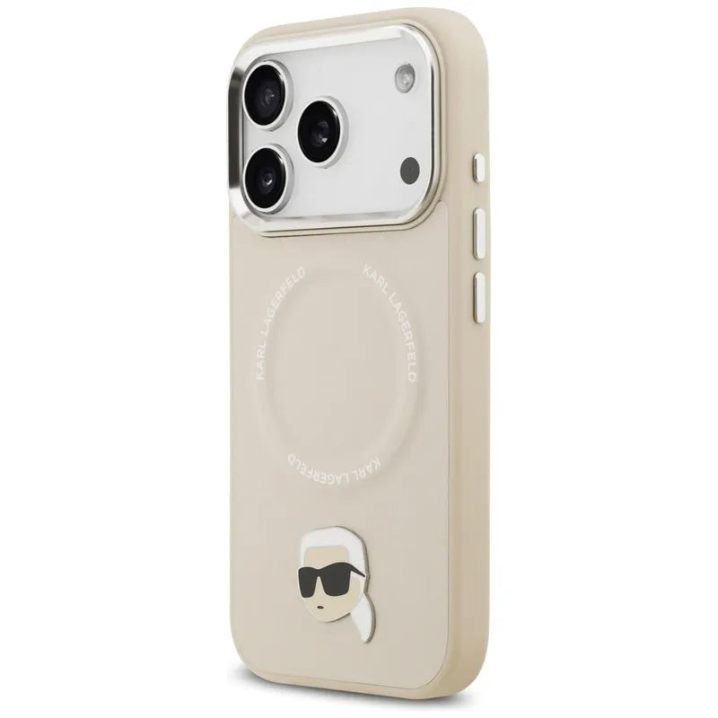Karl Lagerfeld Karl Pin MagSafe - Dėklas iPhone 17 Pro Max (smėlio spalvos)